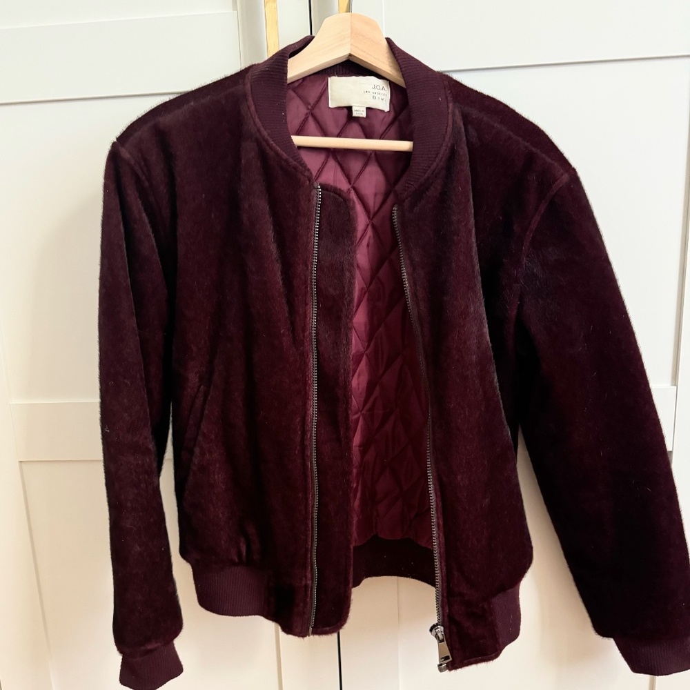 J.O.A. Faux Pony Hair Bomber Jacket (Size XS)